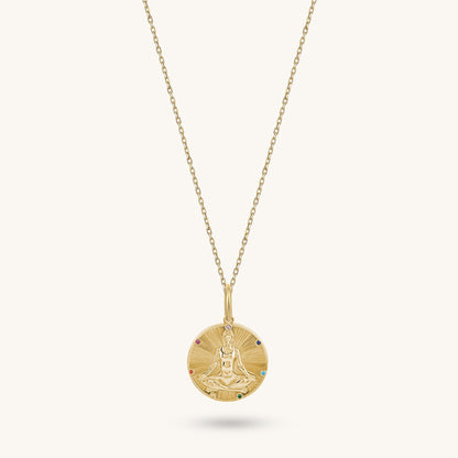 Meditating Yogi Necklace in Gold