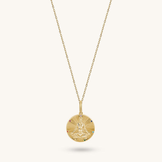 Meditating Yogi Necklace in Gold
