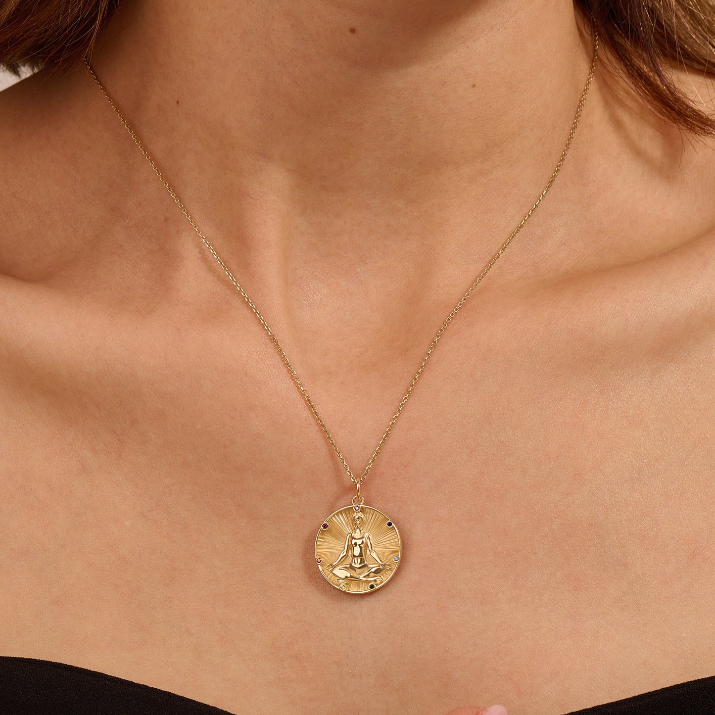 Meditating Yogi Necklace in Gold