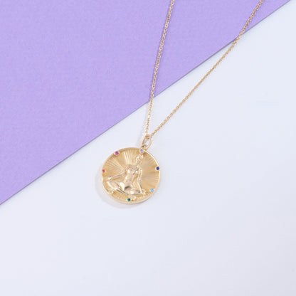 Meditating Yogi Necklace in Gold