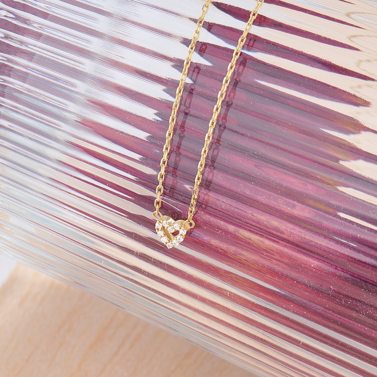 Mini Pave Heart Necklace in Gold