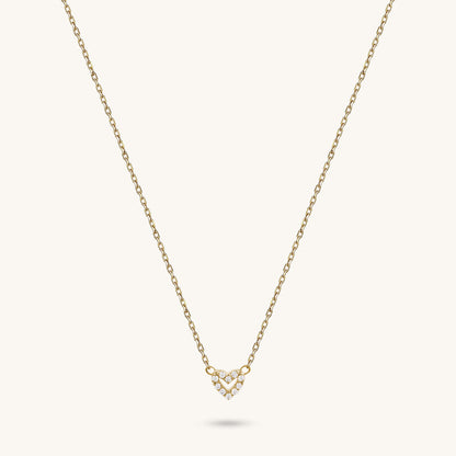 Mini Pave Heart Necklace in Gold