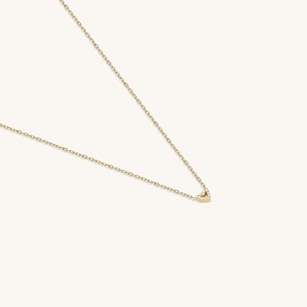 Mini Pave Heart Necklace in Gold