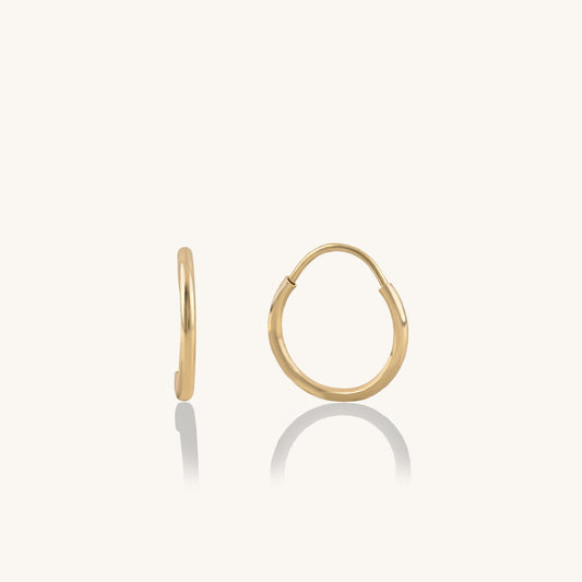 Mini Thin Hoop Earrings in Gold