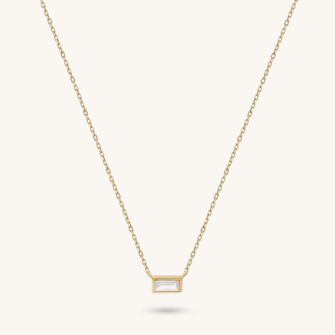 Minimal Baguette Necklace in Gold