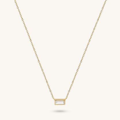 Minimal Baguette Necklace in Gold