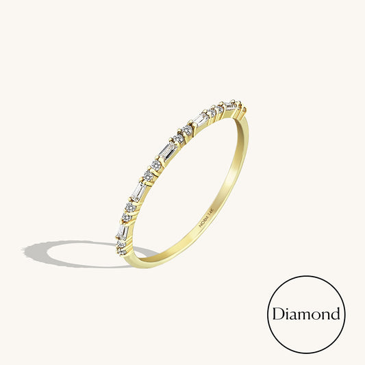 Minimal Diamond Baguette Wedding Ring in Gold