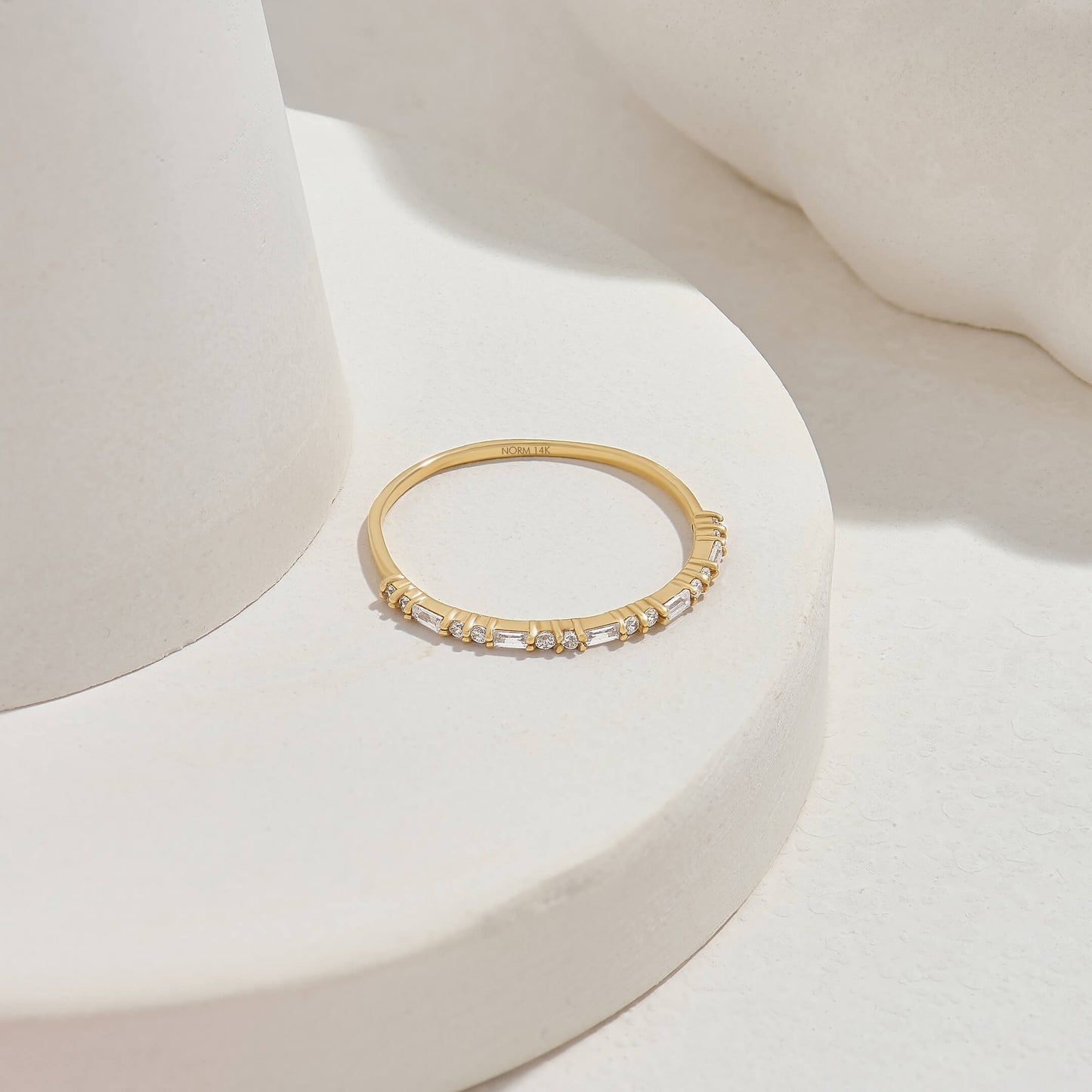 Minimal Diamond Baguette Wedding Ring in Gold