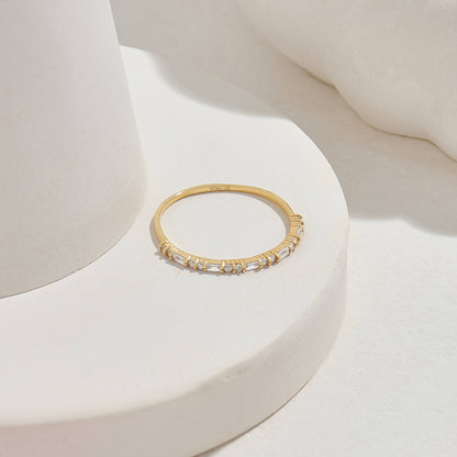 Minimal Diamond Baguette Wedding Ring in Gold
