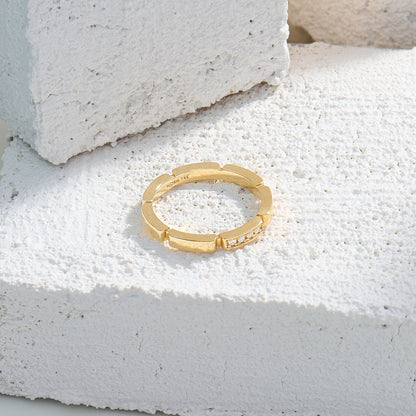 Minimal Pave Rectangle Wedding Band in Gold