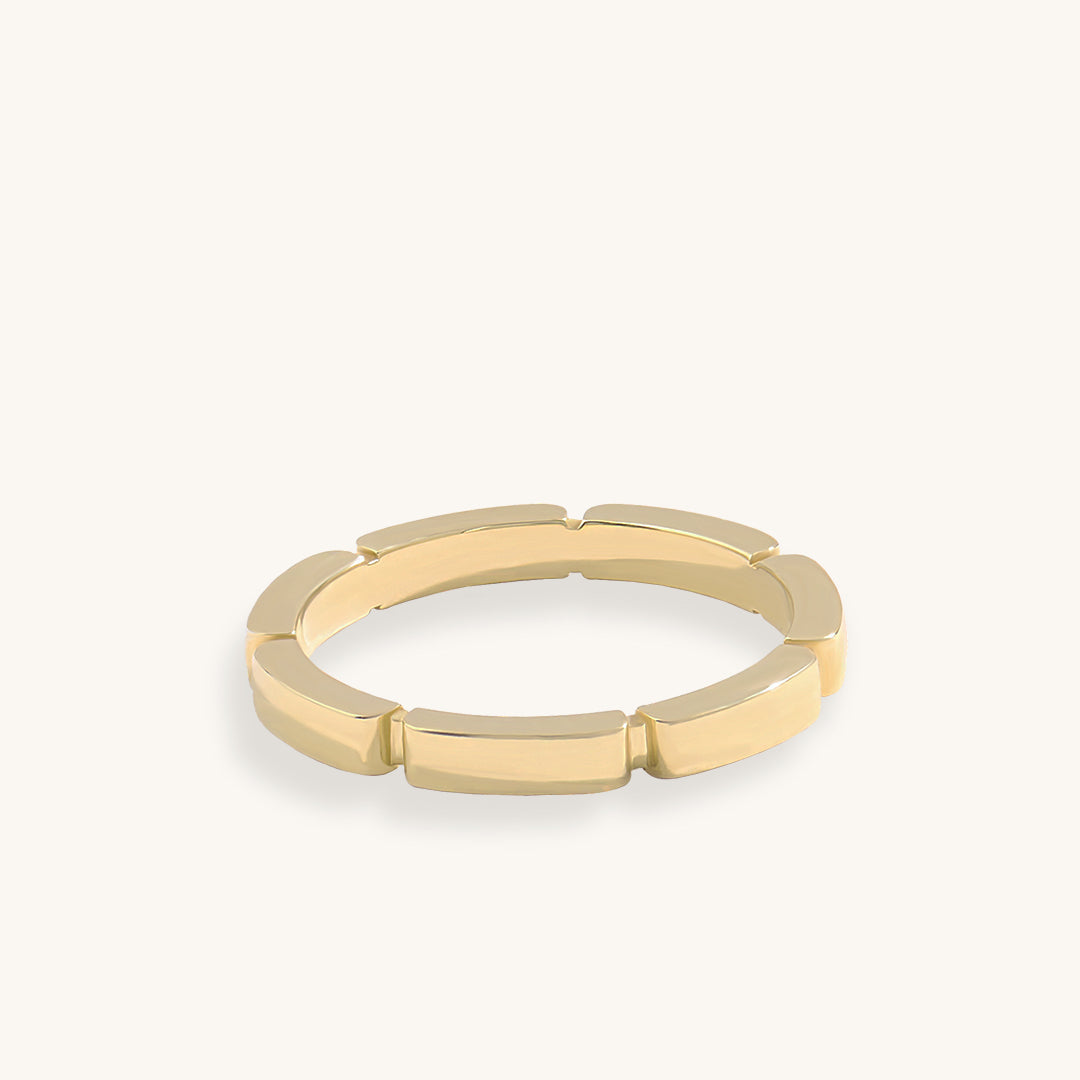 Minimal Pave Rectangle Wedding Band in Gold