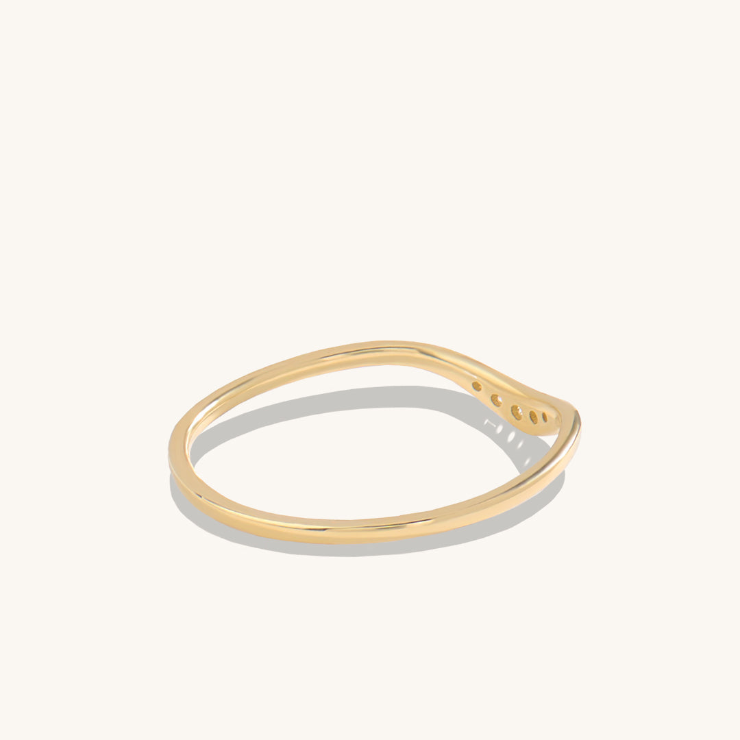 Minimalist Diamond Curved Stacking Ring in Gold