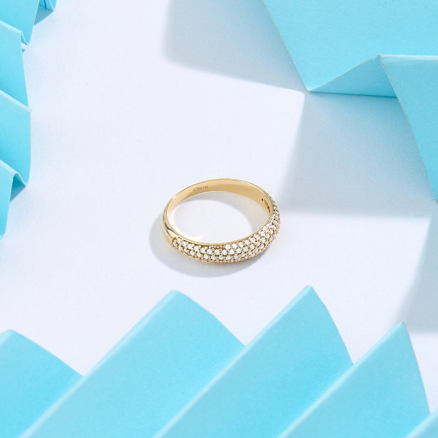 Minimalist Diamond Pave Dome Ring in Gold