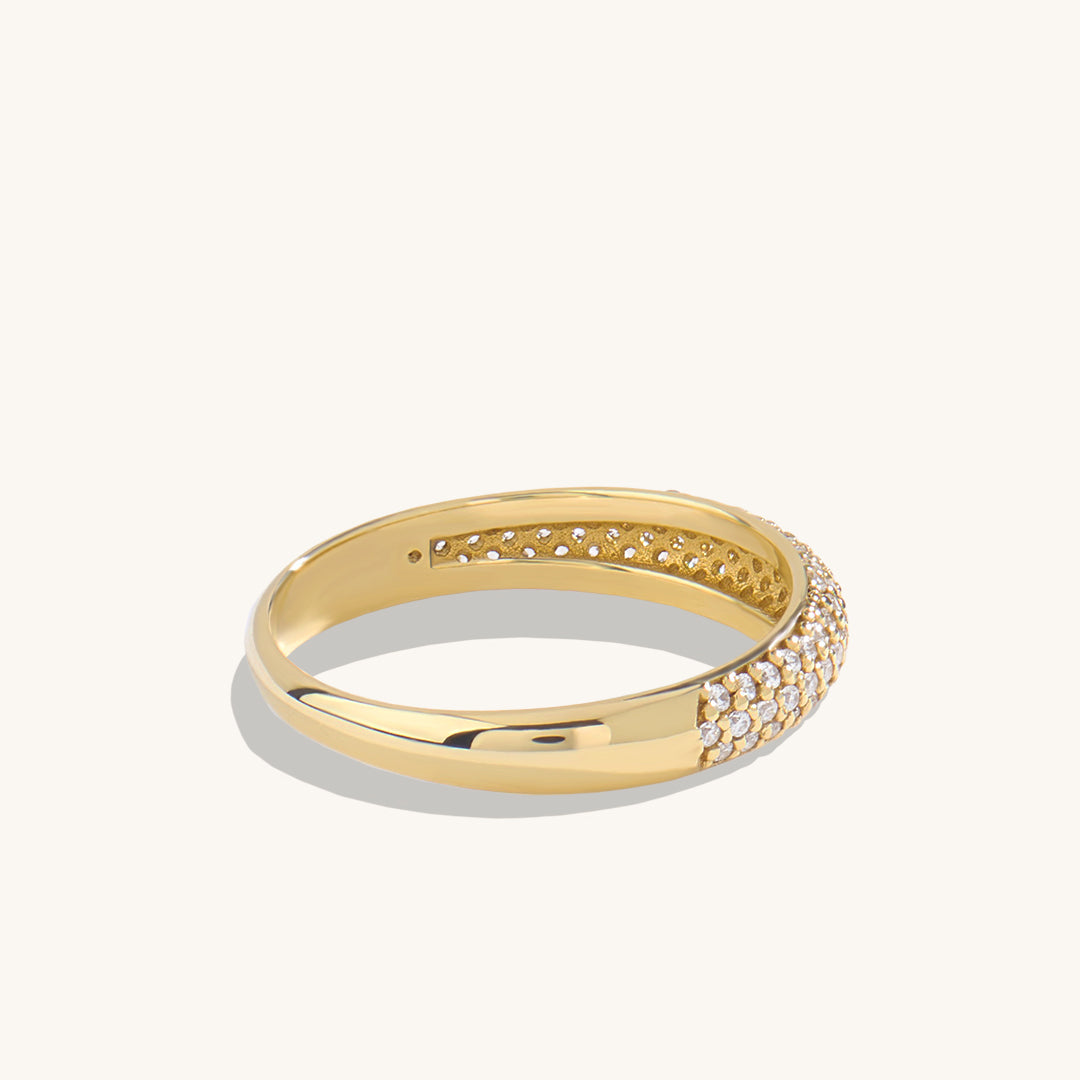 Minimalist Diamond Pave Dome Ring in Gold