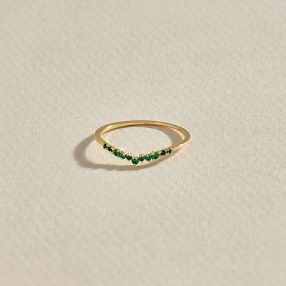 Minimalist Emerald Curve Ring in Gold
