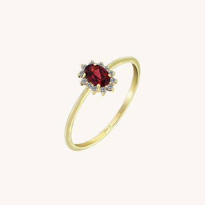 Minimalist Garnet Oval Ring in Gold