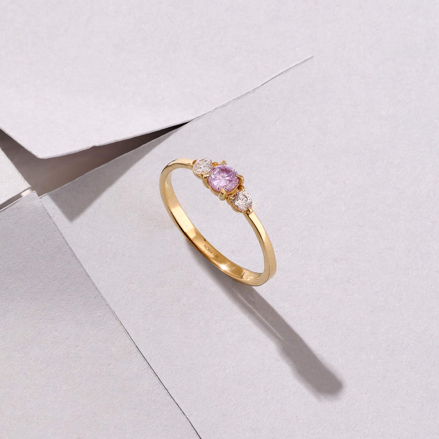 Minimalist Lavender Sapphire Band Ring in Gold