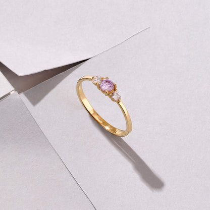 Minimalist Lavender Sapphire Band Ring in Gold