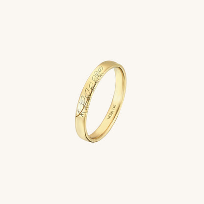 Minimalist Leaf Band Ring in Gold