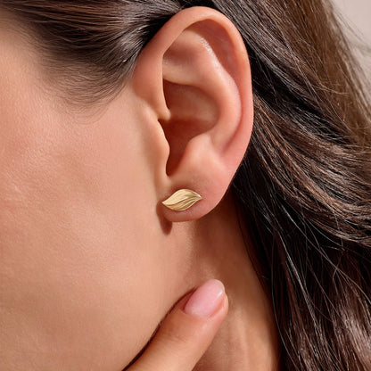 Minimalist Leaf Stud Earrings - Gold Vermeil