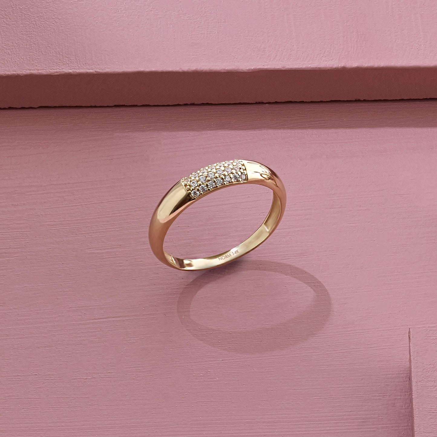 Minimal Pave Dome Ring in Gold