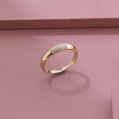 Minimal Pave Dome Ring in Gold