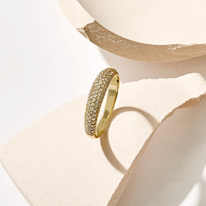 Minimalist Pave Dome Ring in Gold