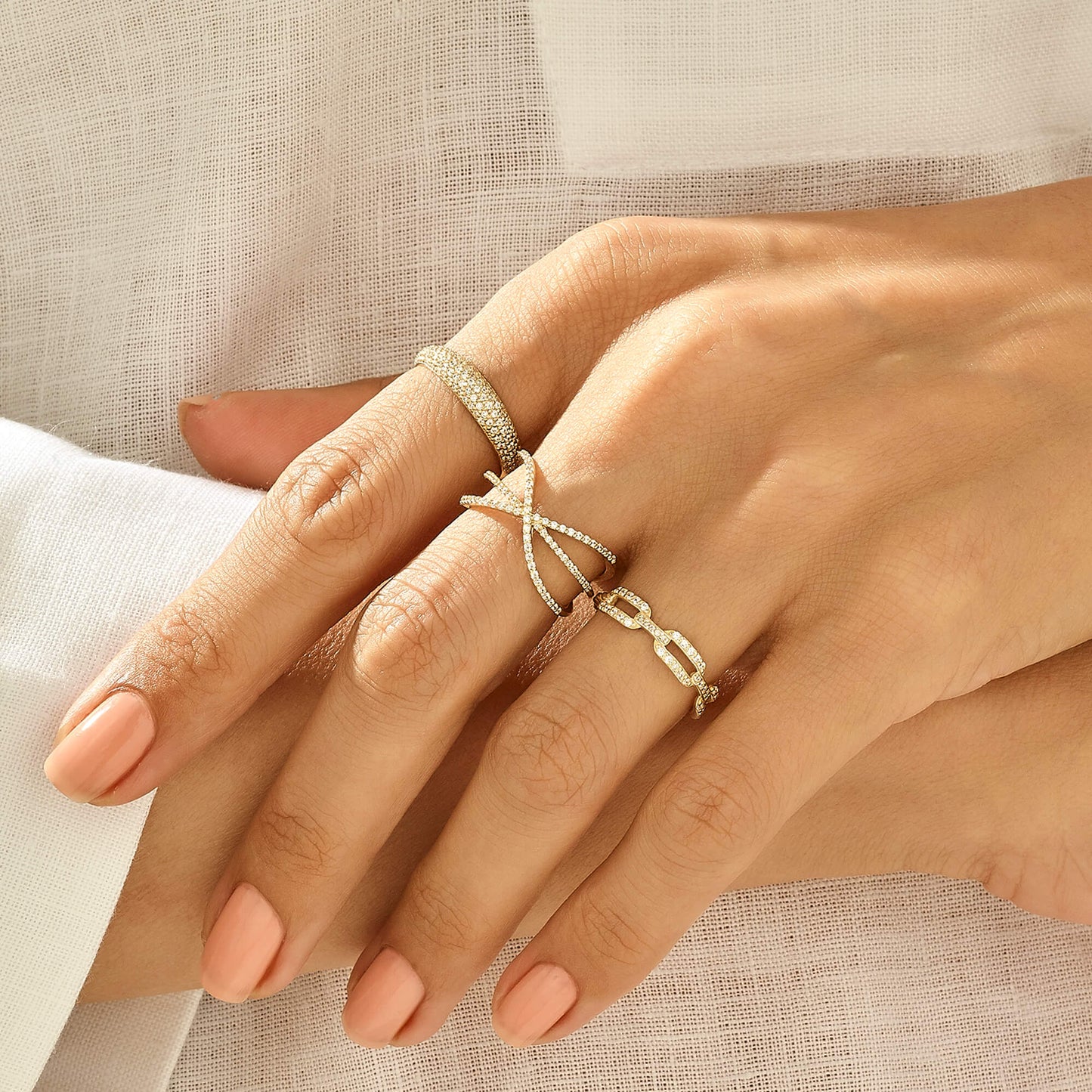 Minimalist Pave Dome Ring in Gold