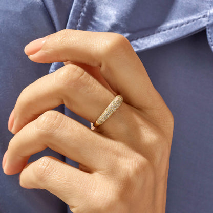 Minimalist Pave Dome Ring in Gold