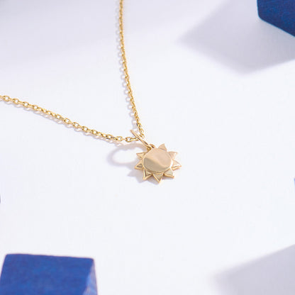 Minimalist Sun Charm Necklace in Gold