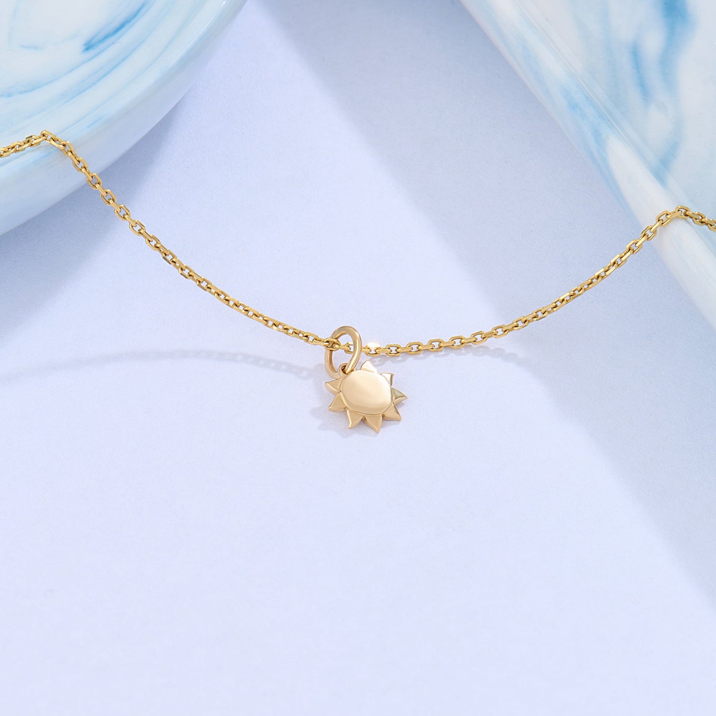 Minimalist Sun Charm Necklace in Gold