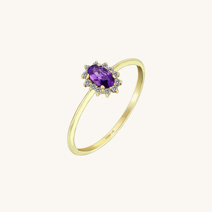 Minimalist Amethyst Oval Ring in Gold