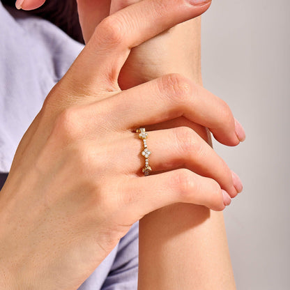 Moissanite Shamrock Stacking Ring in Gold