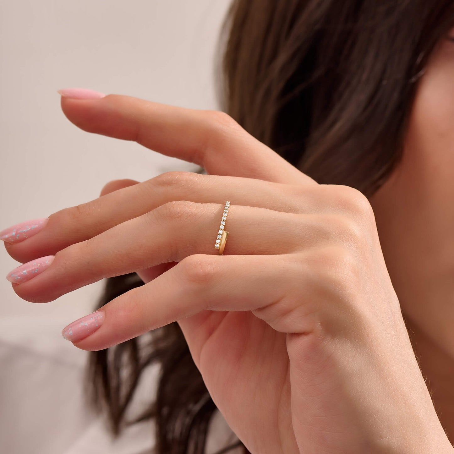 Moissanite Balance Stacking Ring in Gold
