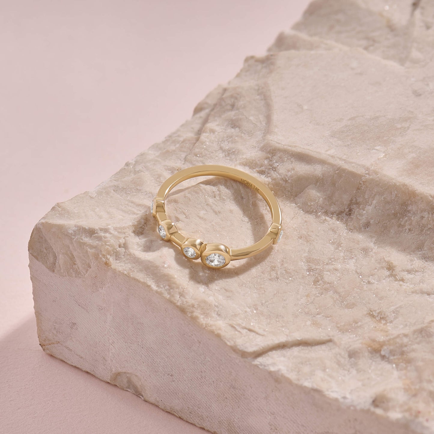 Moissanite Bezel Bubble Ring in Gold