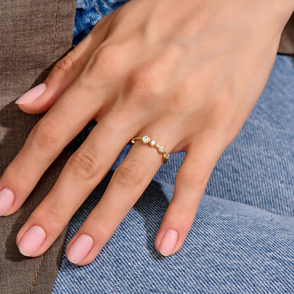 Moissanite Bezel Bubble Ring in Gold