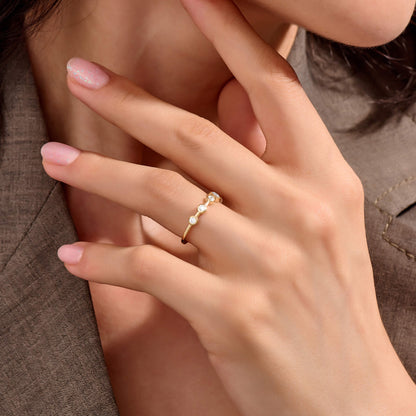 Moissanite Bezel Bubble Ring in Gold