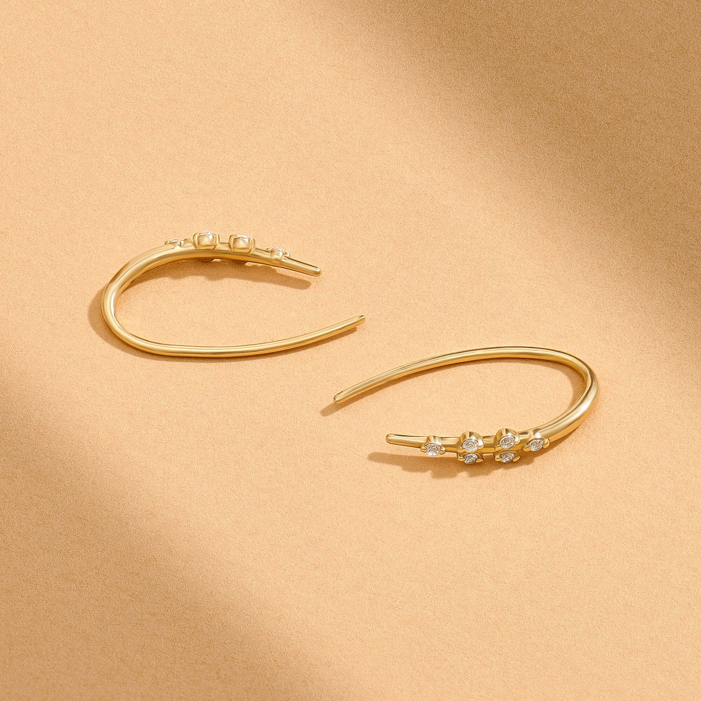 Moissanite Open Earrings in Gold