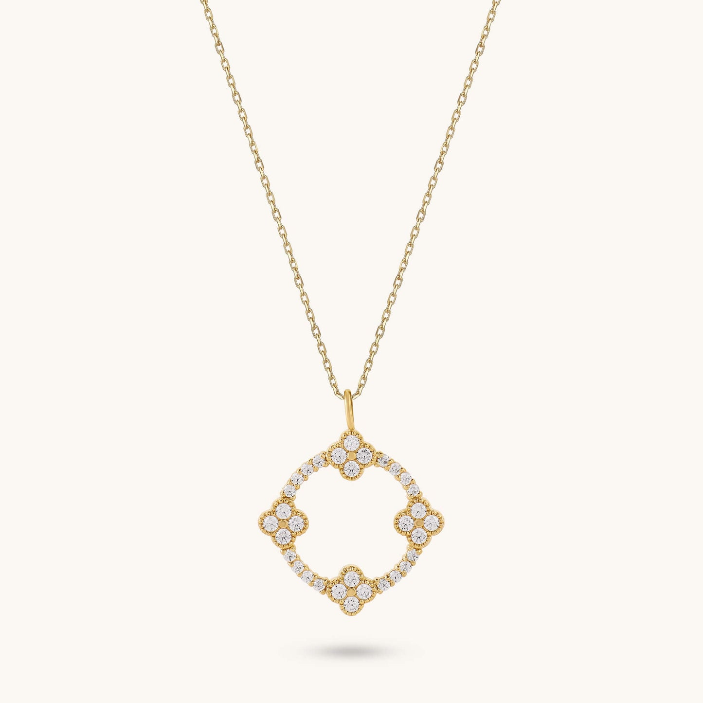 Moissanite Shamrock Necklace in Gold