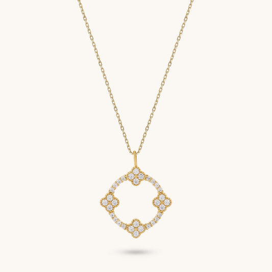 Moissanite Shamrock Necklace in Gold