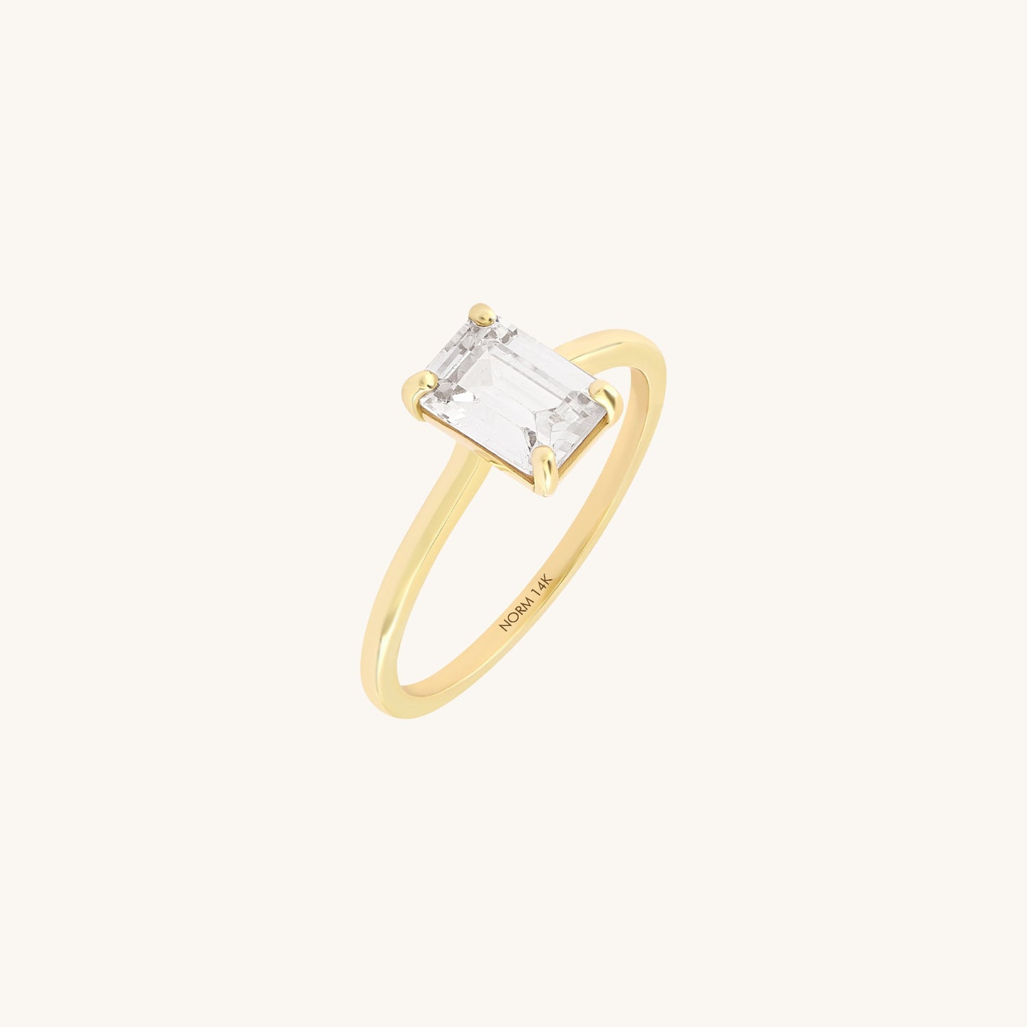 Emerald-Cut Moissanite Solitaire Ring in Gold