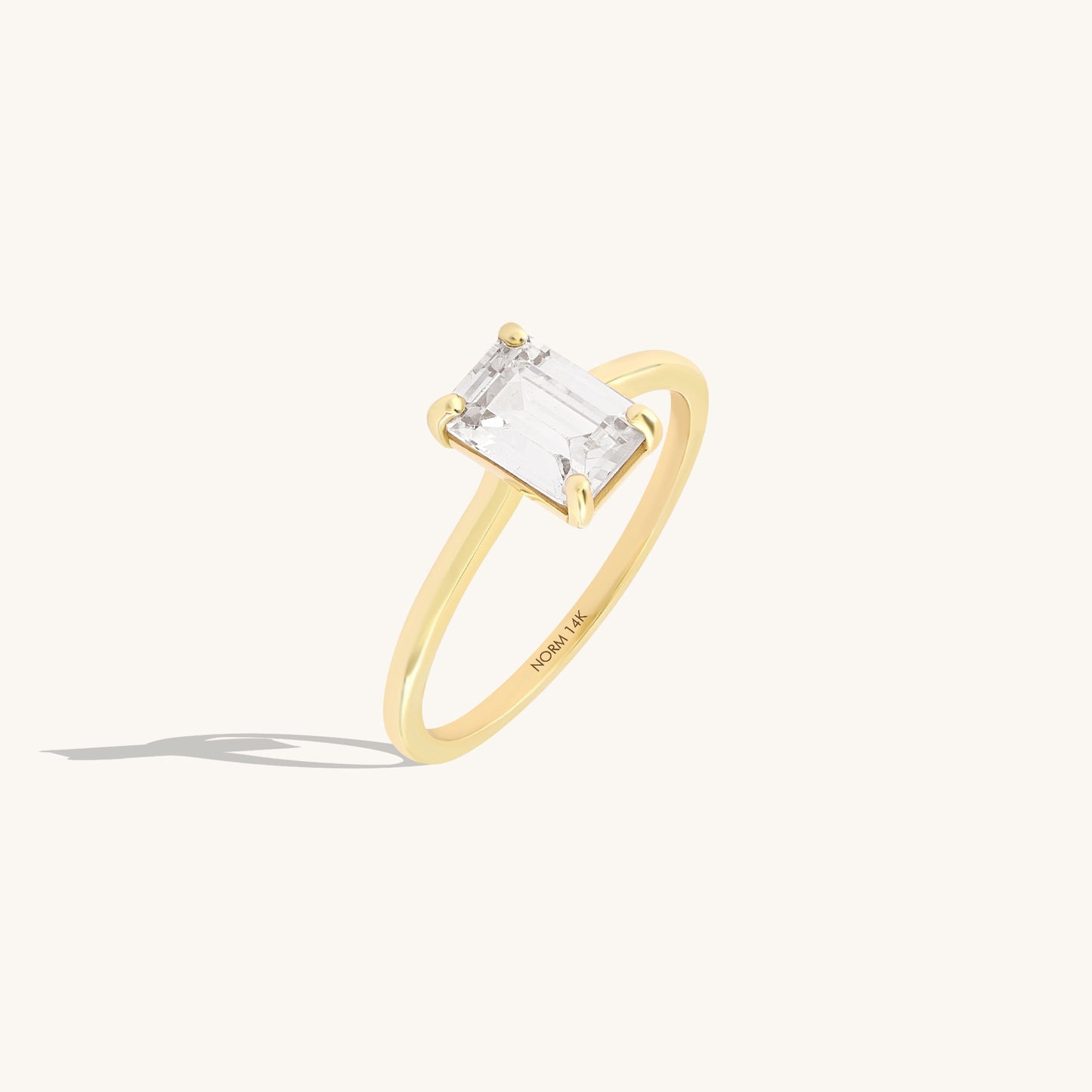 Emerald-Cut Moissanite Solitaire Ring in Gold