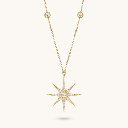 Moissanite Star Necklace in Gold