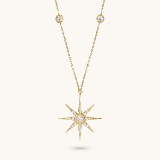 Moissanite Star Necklace in Gold