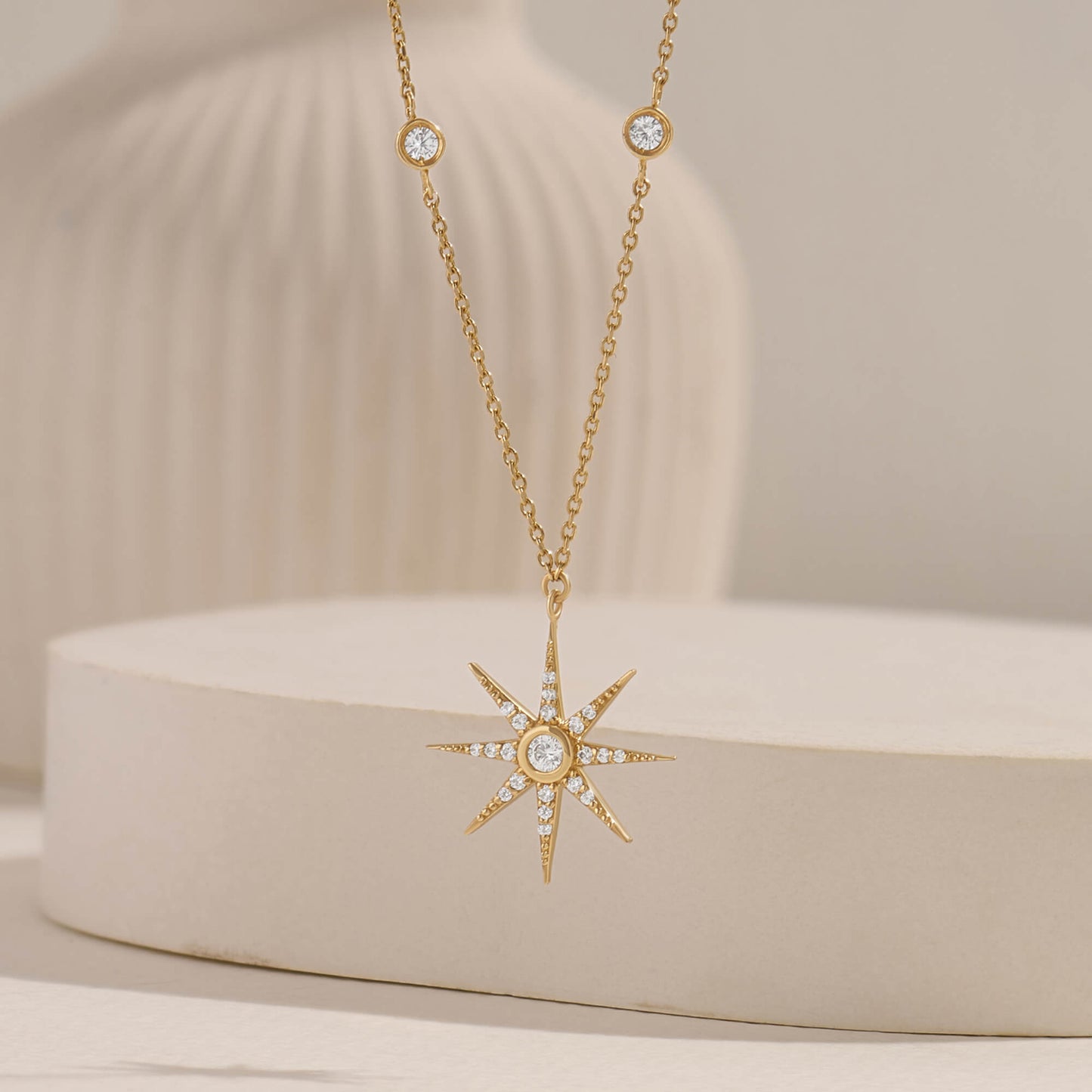 Moissanite Star Necklace in Gold