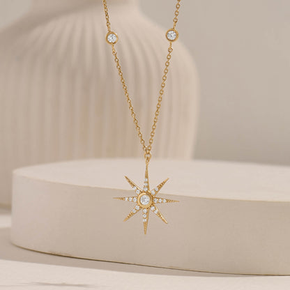 Moissanite Star Necklace in Gold