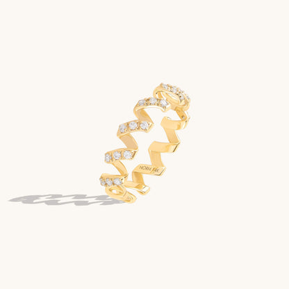 Moissanite Twirl Ring in Gold