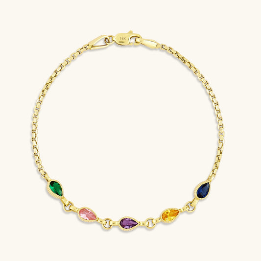 Multi-Birthstone Bracelet in Gold