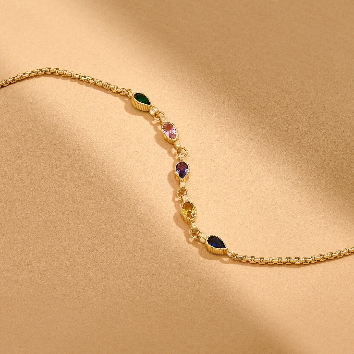Multi-Birthstone Bracelet in Gold