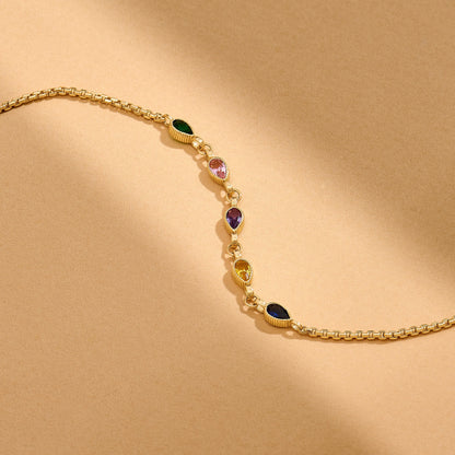 Multi-Birthstone Bracelet in Gold